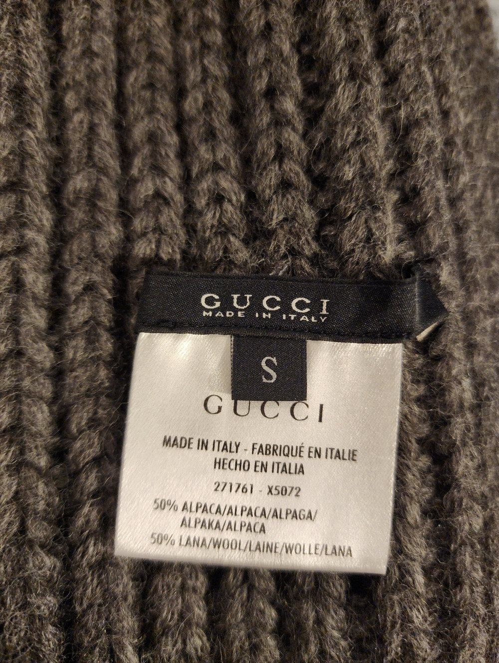 GUCCI ORIGINAL KNITTED PONCHO FRINGE FRONT ZIP OFF SHOULDERS WOOL + ALPACA SMALL - Picture 4 of 17